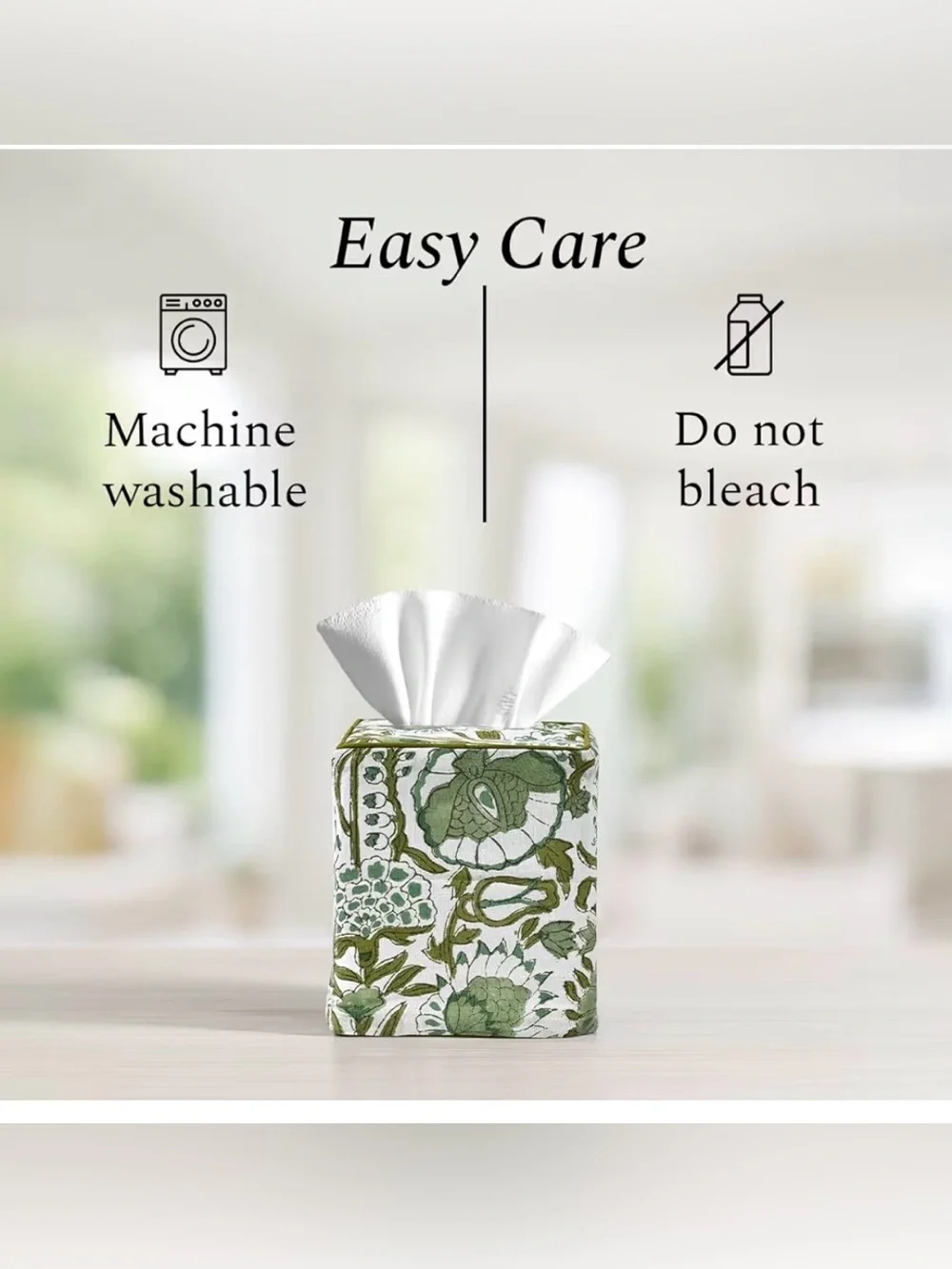 CPC Agate Green Block Print Cotton Tissue Box Cover 5